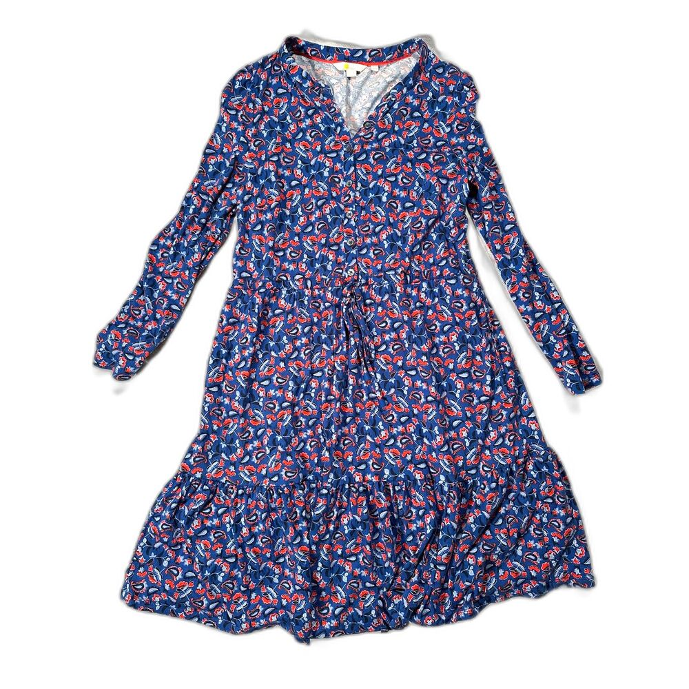 Casual tiered dress in cute floral/paisley pattern in size 10R from Boden
